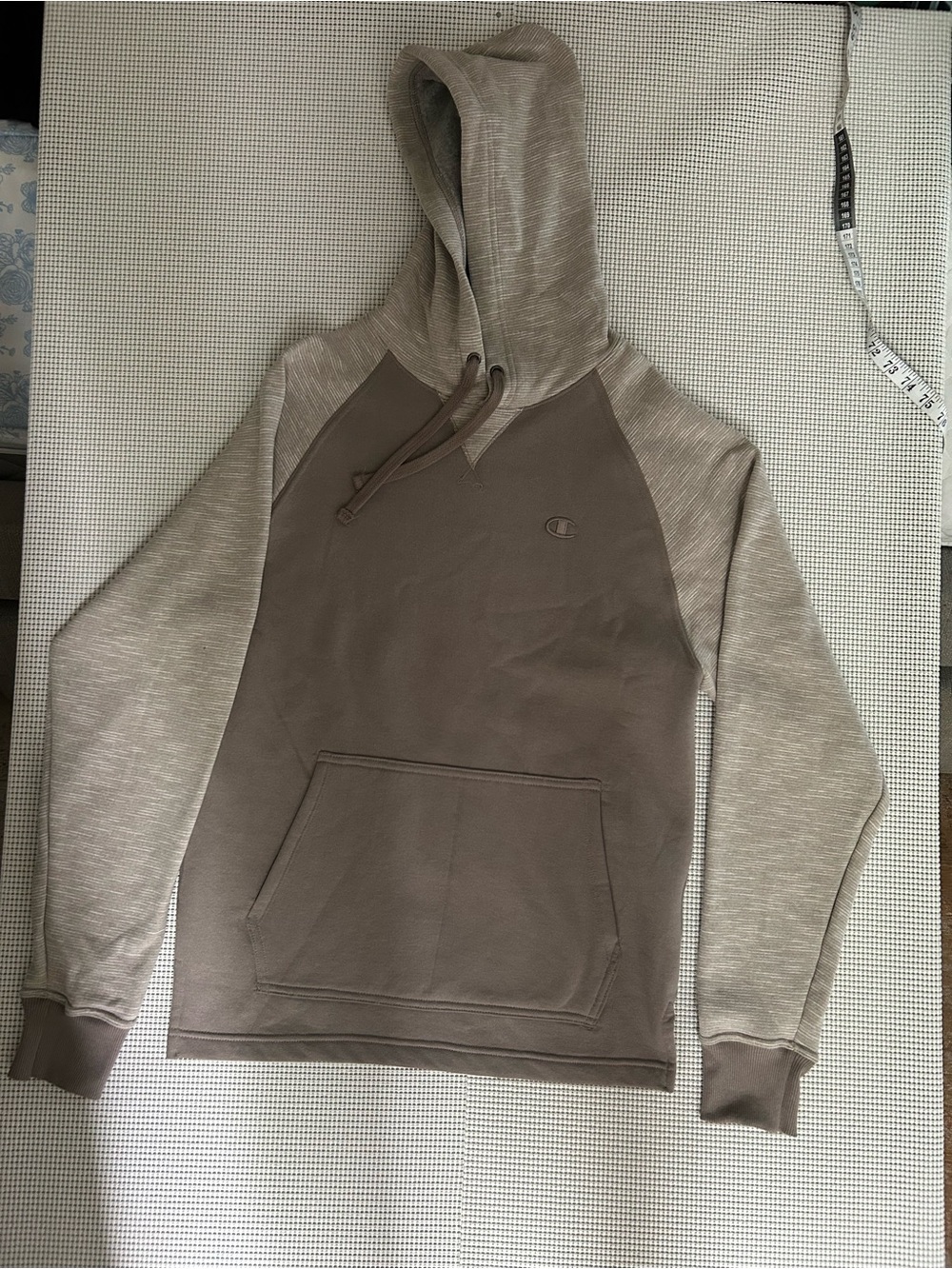 Champion Two-Tone Taupe and Heathered Taupe Hooded Pullover